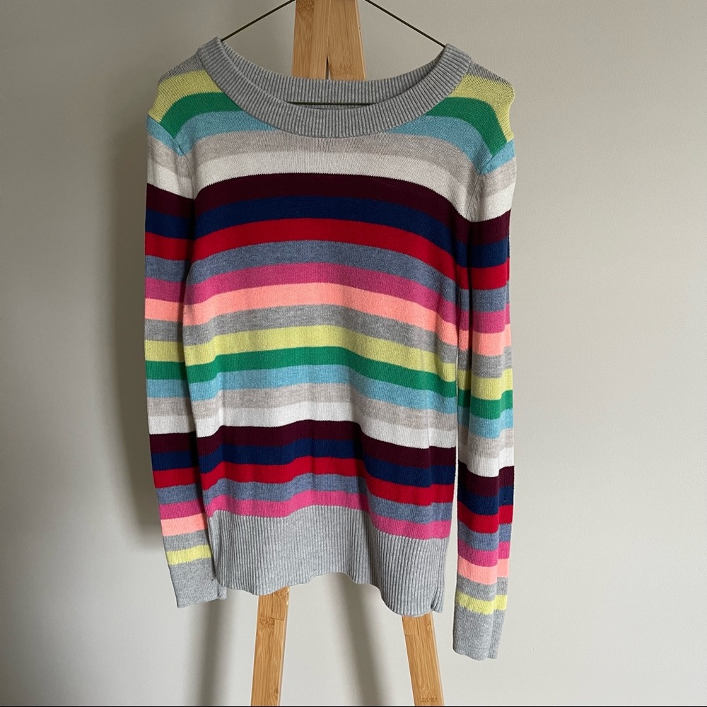 Rainbow Striped Crew Neck Sweater